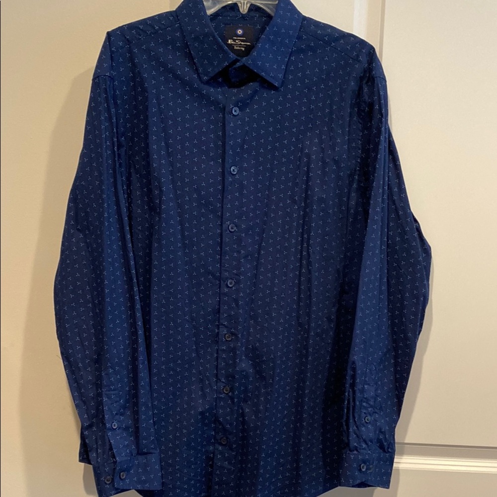 Ben Sherman Blue Dress Shirt with Textured Pattern